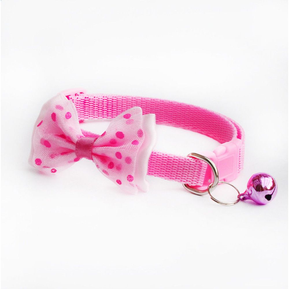 Pajarita ajustable de Color caramelo con cascabel y lazo, cuello de corbata, cachorro, gatito, perro, gato, mascota, 1 ud.: Rosa