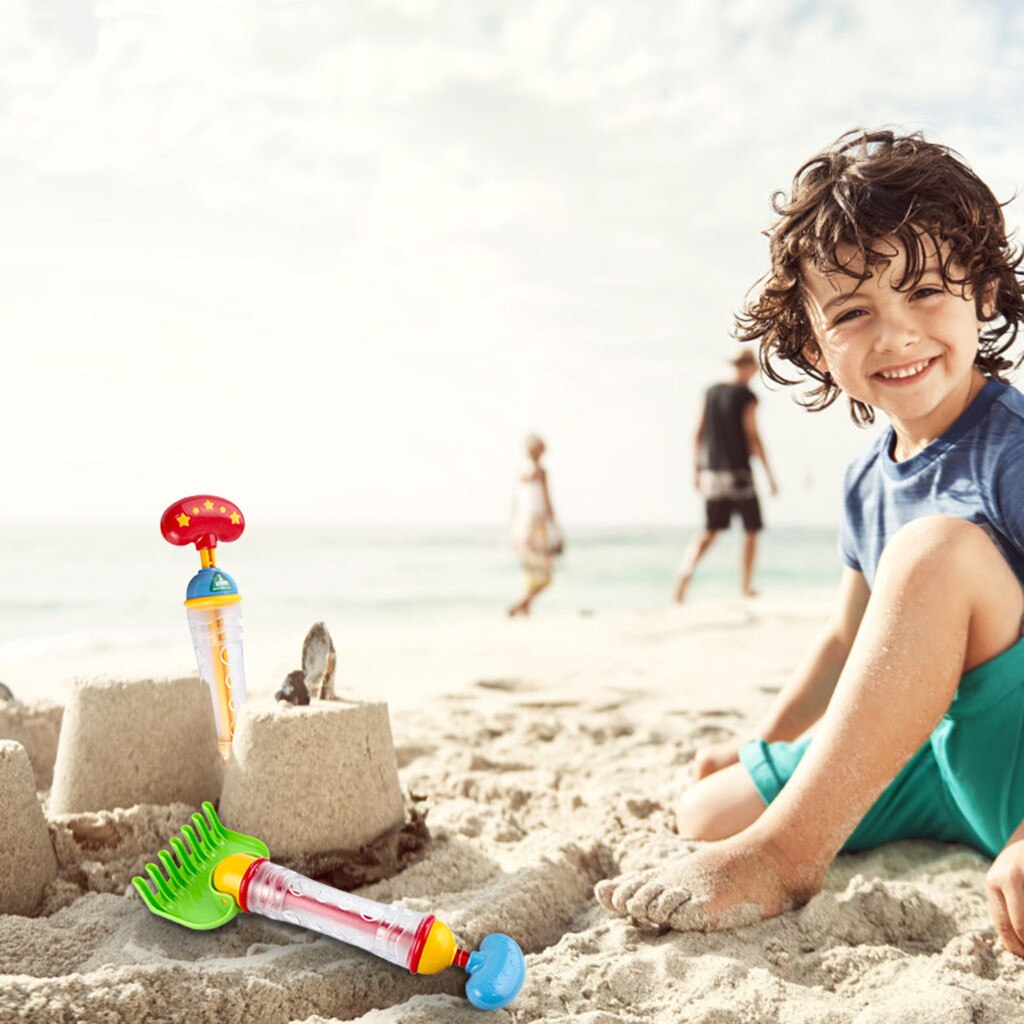 Plastik strand sand legetøj 2 i 1 børn vandpistoler sommer svømning vand sprinklere med sand grave skovl rive børn bade legetøj