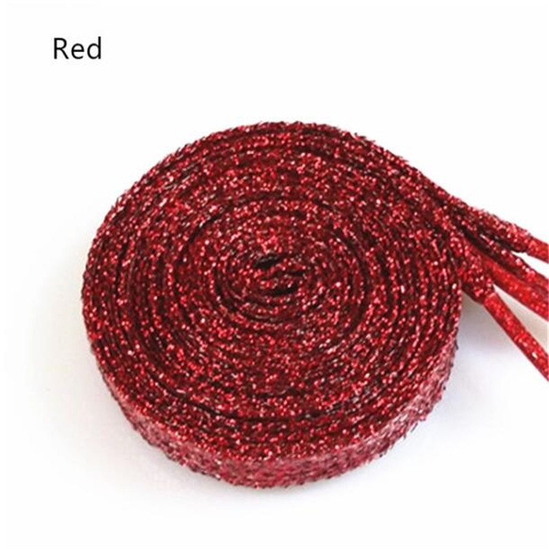 Cordones brillantes para zapatos, color dorado y plateado, 110cm, 1 par: Rojo