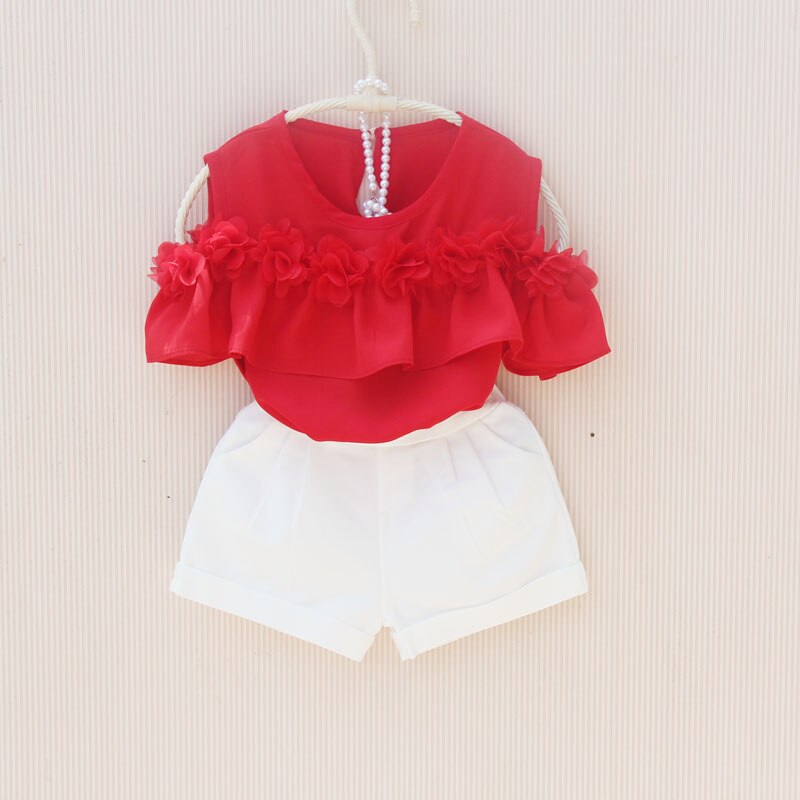 2018 Estate 3-15 Anni Del Bambino Del Bambino Adolescente Ragazze Camicetta Bambini Vestiti In Chiffon, Fiori School Girl Tops Shirt Per bambini JW3773