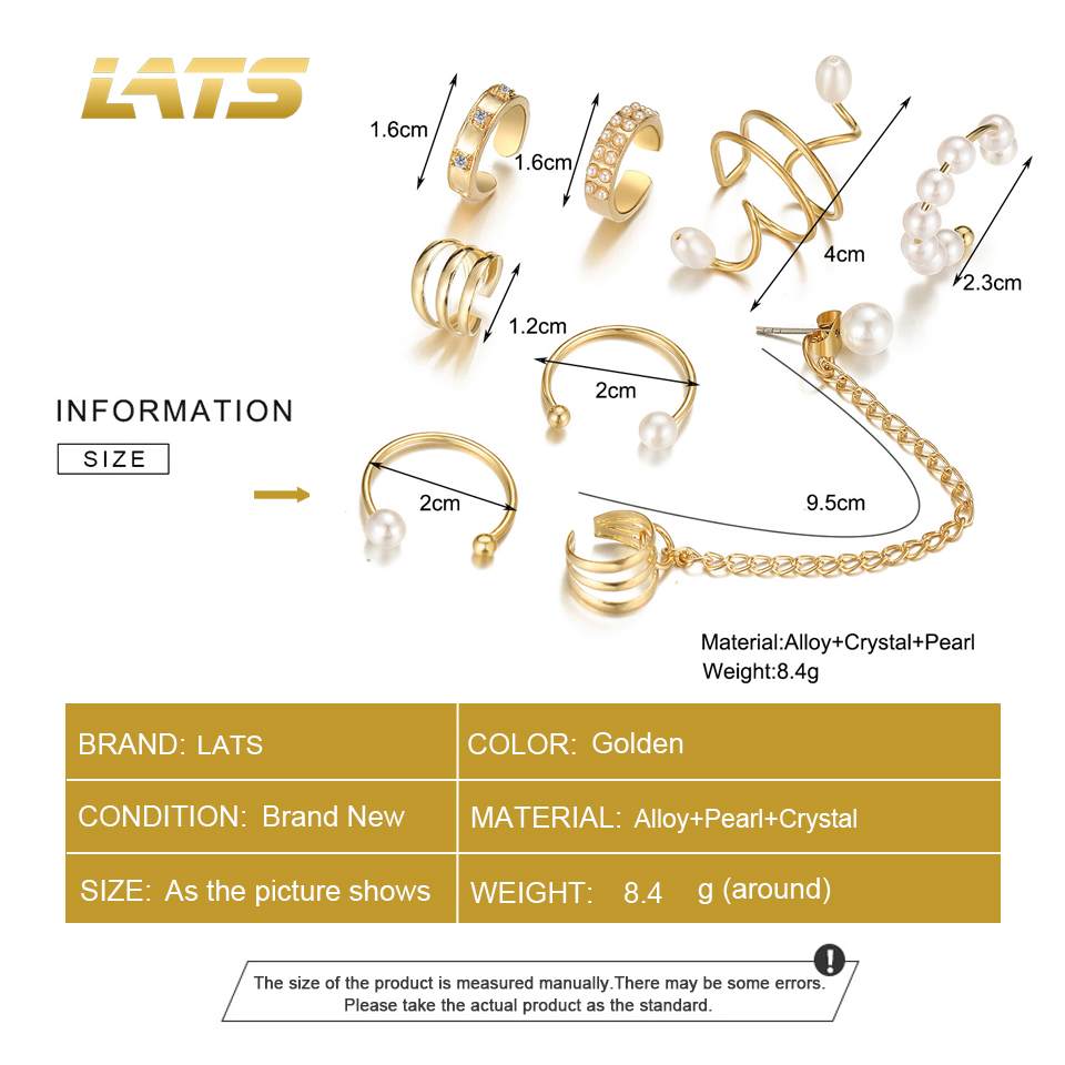 Lats 8 peça nova pérola borla clipe brincos para as mulheres sem piercing orelha clipe de osso pérola clipe de ouvido conjunto 2022 moda jóias