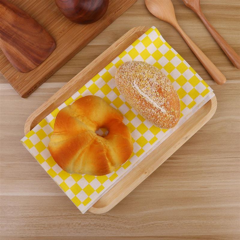 100pcs Plaid Pattern Pizza Oil Paper Fried Food Grease-proof Paper Hamburger Wrappers
