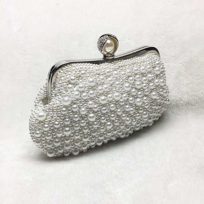 Mulheres elegante branco pérola concha sacos de noite luxo casamento grânulo pequena bolsa embreagem jantar bolsa corrente bolsa ombro ftb309