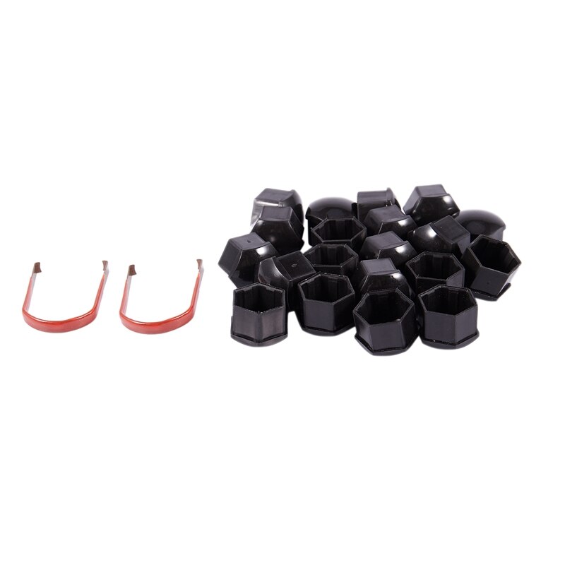 20 stuks 17mm auto plastic doppen bouten afdekkingen moeren lichtmetalen velgen voor skoda, mercedes, bmw kleur: zwart