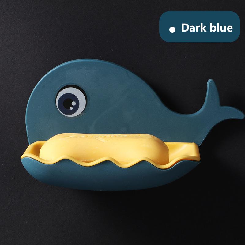 Forma de ballena de la caja de jabón de baño jabón plato bandeja de placa de almacenamiento de baño jabón funda, soporte de baño Baño Gadgets: Dark Blue
