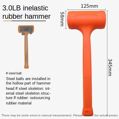 Martillo de goma no elástico de 4.0LB, herramienta de decoración especial multifuncional para pegar baldosas de suelo de madera, 2.5LB 3.0LB: 3.0LB