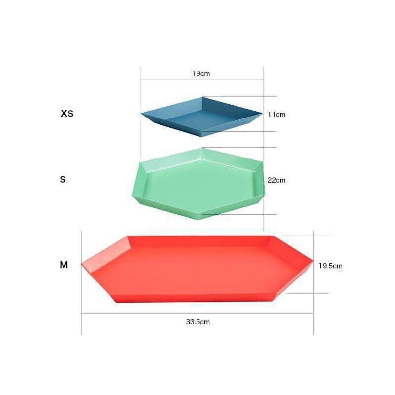 Coloré polygone bijoux plaque bureau combinaison plateau de rangement nordique géométrique diamant métal Hexagonal thé fruits bijoux plat