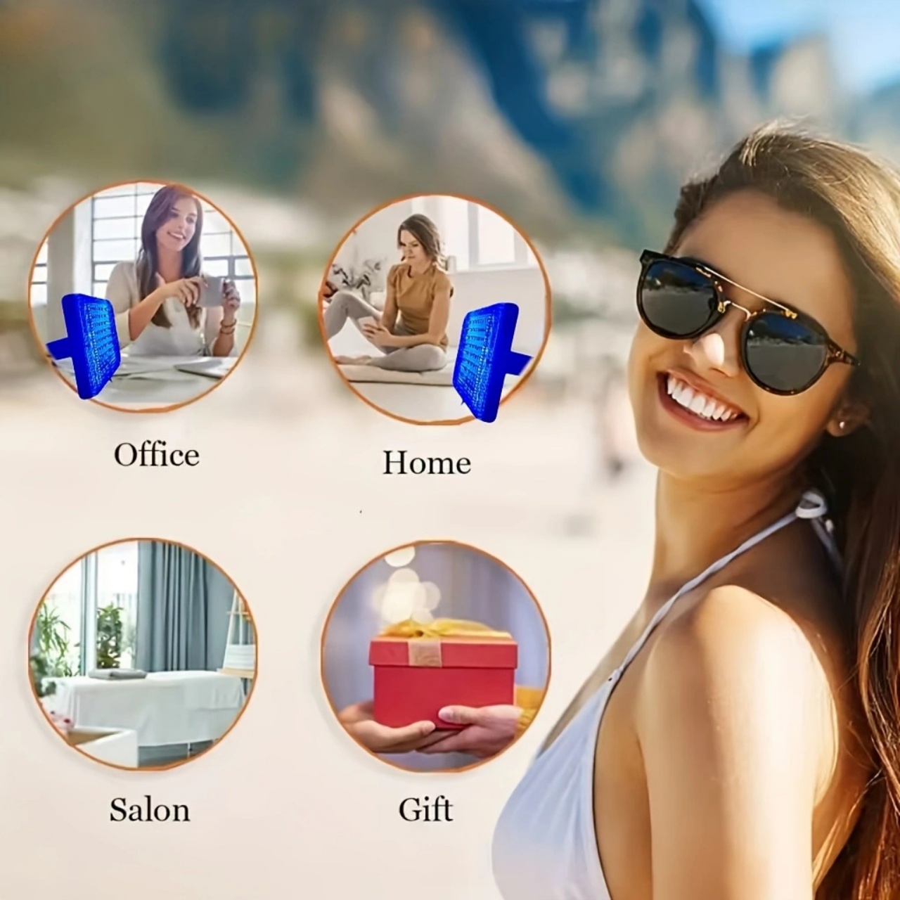 UV Tanning Lamp - Full Body Sunbed Light Therapy with Adjustable Stand USB Charging for Face & Body Skin Care for Face Body Skin