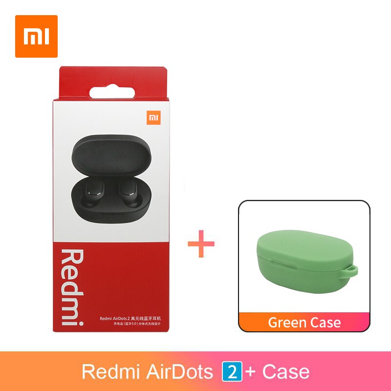 Xiaomi Redmi Airdots 2 Airdots S TWS Bluetooth 5.0 Earphone Stereo bass With Mic Handsfree Earbuds AI Control: Add Green Case