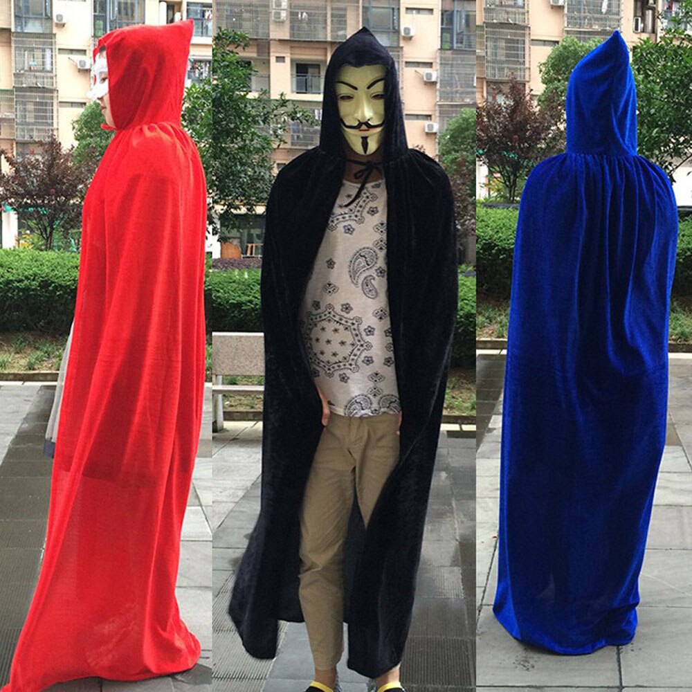 Cape de mort en velours pour adultes, Cape de Vampire, à capuche, fantaisie, pour Halloween, unisexe, 5 couleurs, tendance