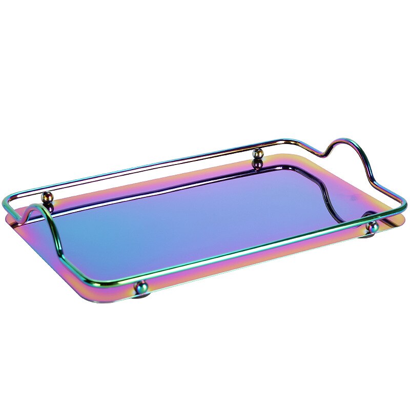 Serving Tray Stainless Steel Cake Dessert Tea Plate Rectangle Decorative Tray For Living Room Restaurant Hotel Kitchen Utensils: color