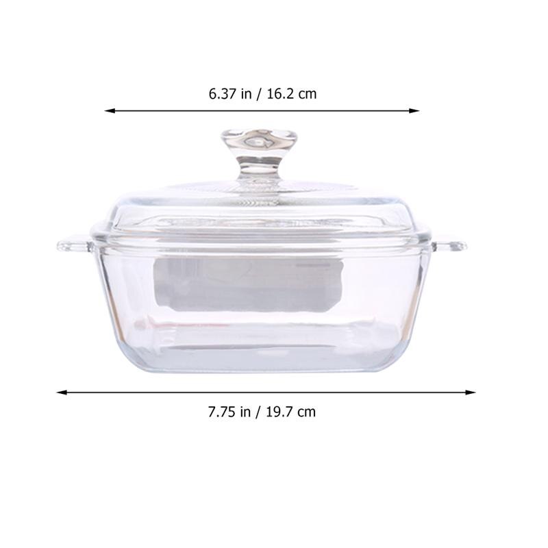 Bol en verre avec couvercle pour four à micro-ondes, résistant à la chaleur, blanc, carré, 1 pièce
