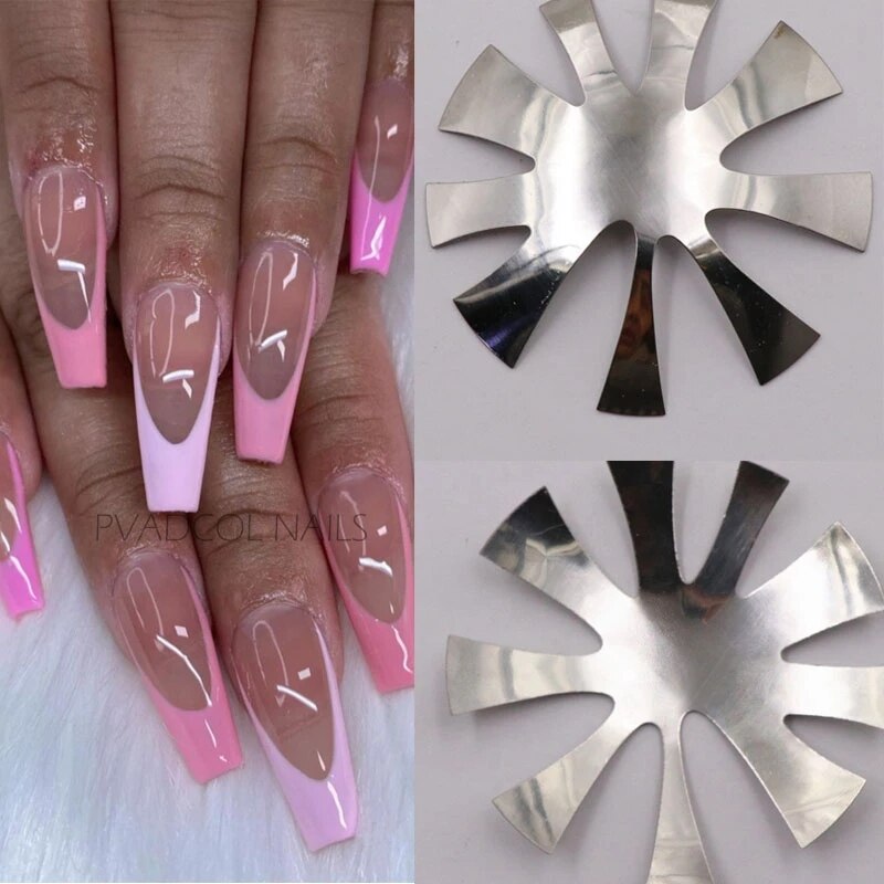Nails Cutter Deep Oval Smile Line French Almond Nail Art Template Stainless Steel C Curve Tips Tools