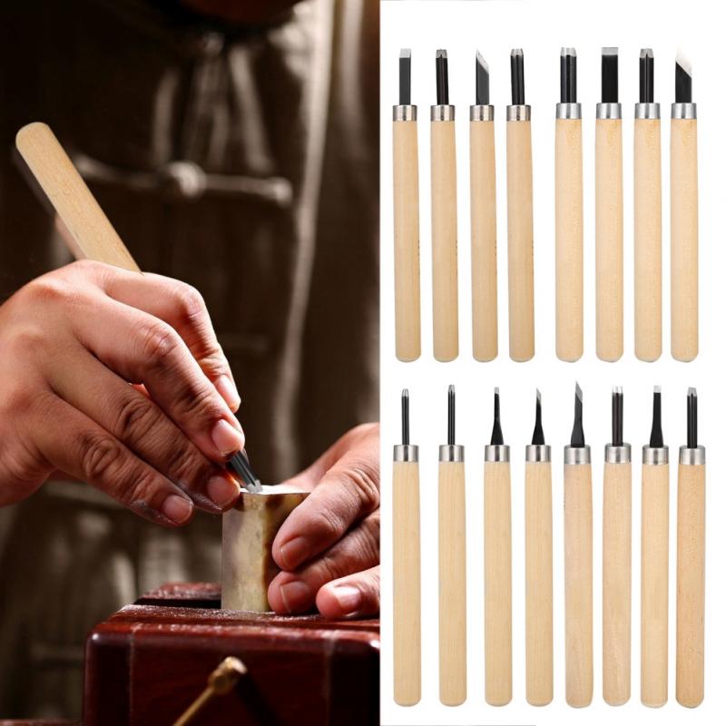4 st/förpackning träsnideri kniv manuell skärpning gummistämpel knivar snideri verktyg set grundläggande detaljerad snideri träarbetare skåror