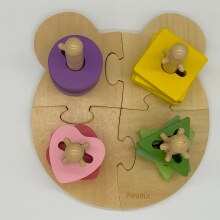 Children's wooden geometric shape four-post set column early childhood education puzzle baby geometric shape matching cognition