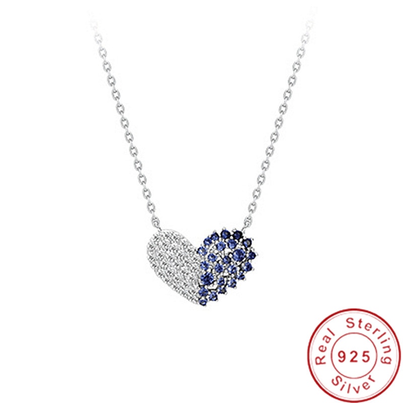 Pendiente Corazón de amor AAAAA cz piedra 925 de plata esterlina, colgante para boda, collar de cadena para mujeres, joyería nupcial,