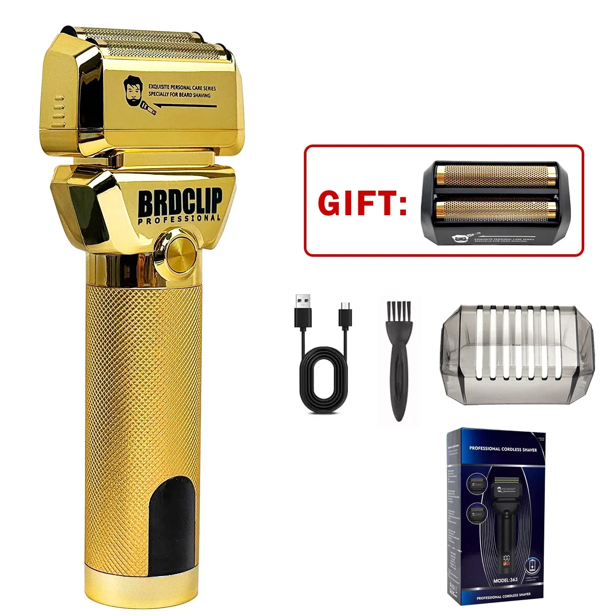 BRDCLIP 363 7000 tr/min Double anneau rasoir alternatif 2025 nouvelle tondeuse à cheveux professionnelle LED affichage Machine blanchisseur couteau à barbe: Rouge