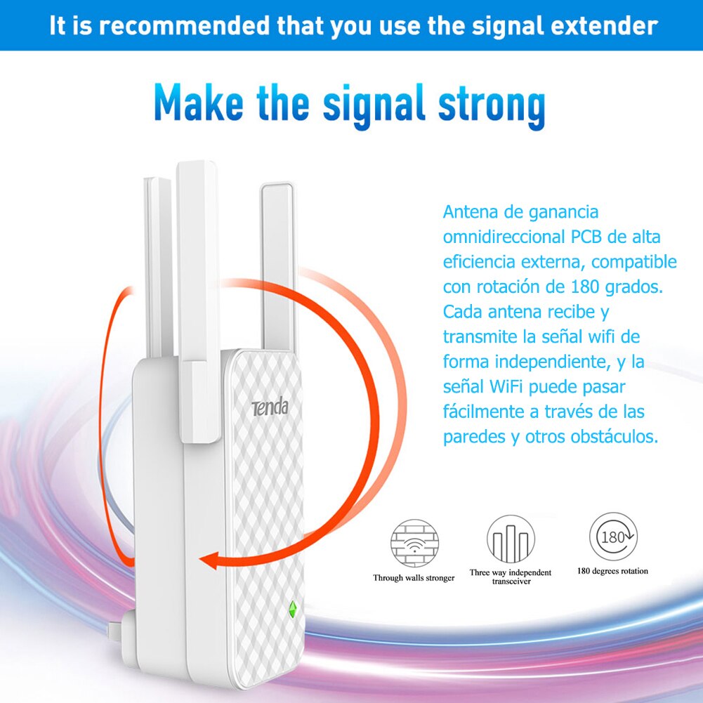 Tenda A12 300Mbps Wireless WIFI Repeater Range Extender Signal Booster 3 Antenna Full house cover High compatible with router