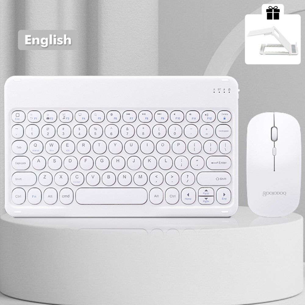 Teclado y ratón inalámbricos con Bluetooth, Combo de Teclado para iPad, Xiaomi, Samsung, Huawei, tableta Android, IOS y Windows: White