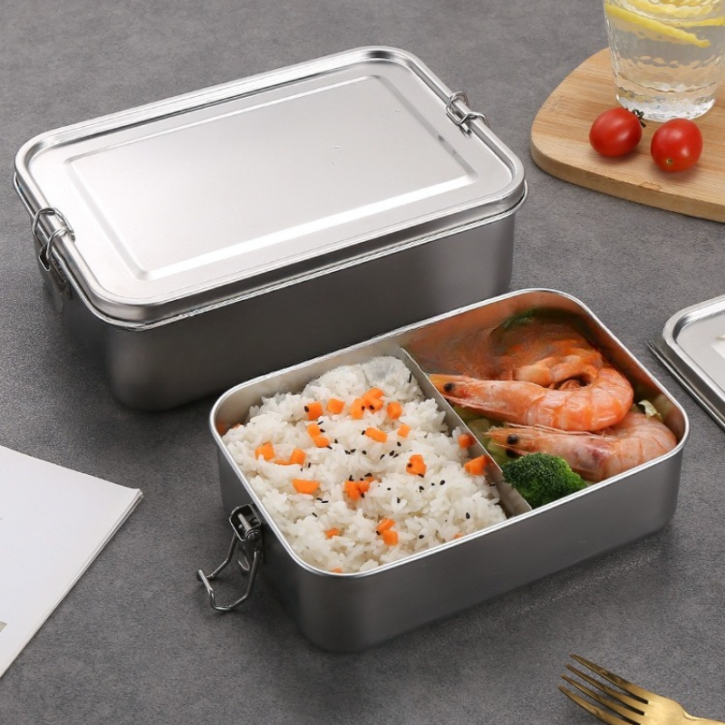 1200ml rustfri stål madkasse bærbar snack frugt opbevaring tallerken skål eller picnic camping skole kontor rum madkasse