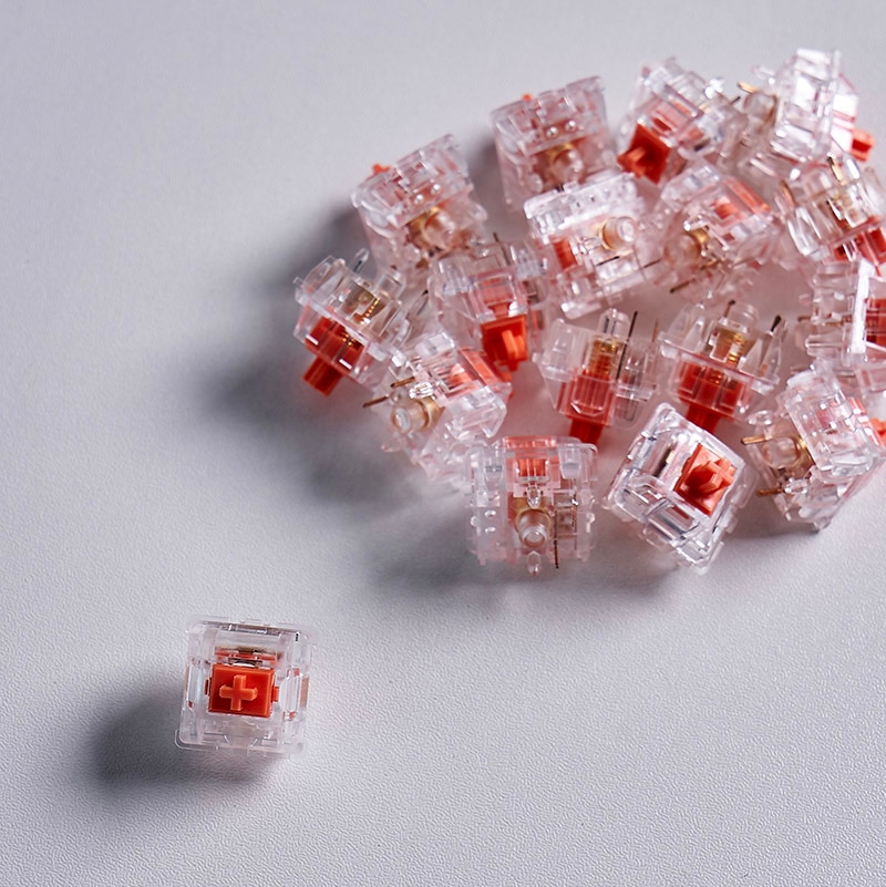 10 unidades/pacote everglide transparente emblemática interruptor de teclado mecânico sakura rosa/verde esmeralda/coral vermelho/âmbar eixo laranja