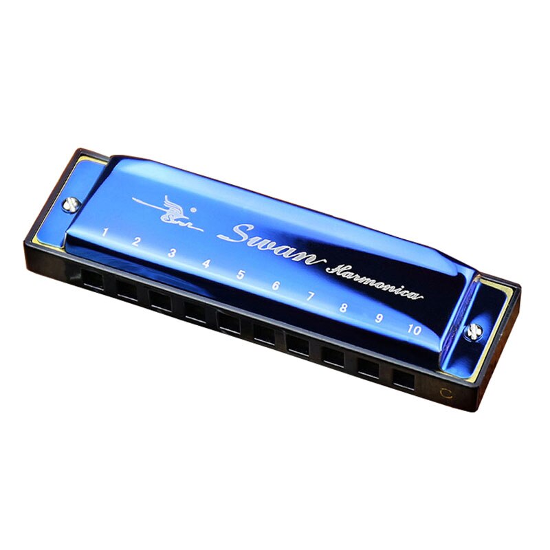 10 Holes Blues Harmonica Diatonische Mond Harp Met Pu Case Muziekinstrument: Blue