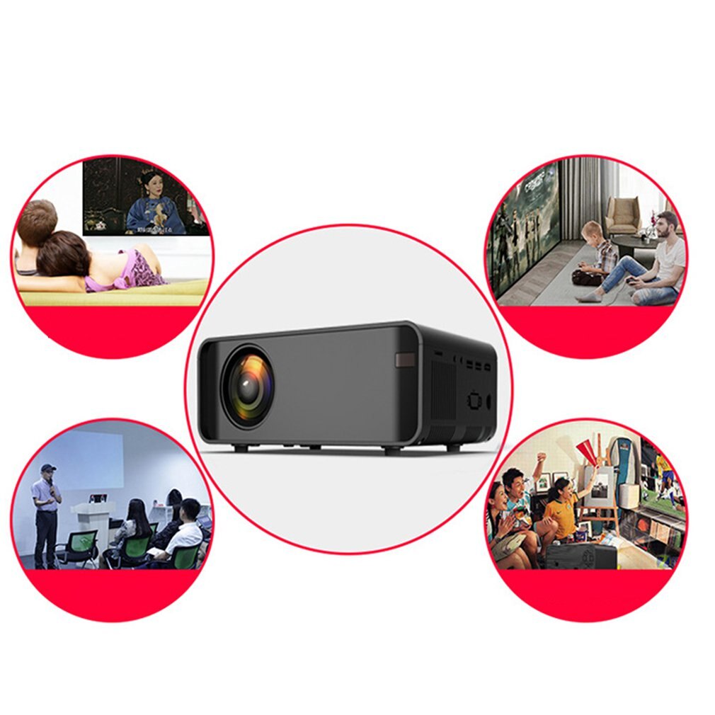 Black Portable Projector High Definition 1080p Mobile Phone Wifi Wireless Same Screen Projector Home Theater Video Projector