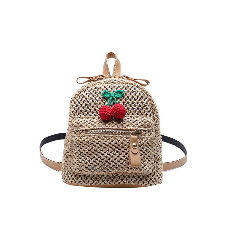 Zomer Mini Rugzak Mode Geweven Kleine Tas Mini Rugzakken Voor Meisjes Super Kleine Schattige Kleine Kers Schoolmeisje Tas: Khaki