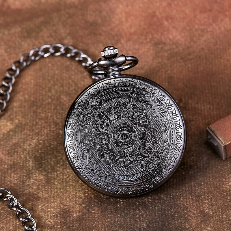 "til min kæreste" retro bronze quartz lommeur halskæde kæde vedhæng sort antikke herre quartz ure reloj de bolsillo