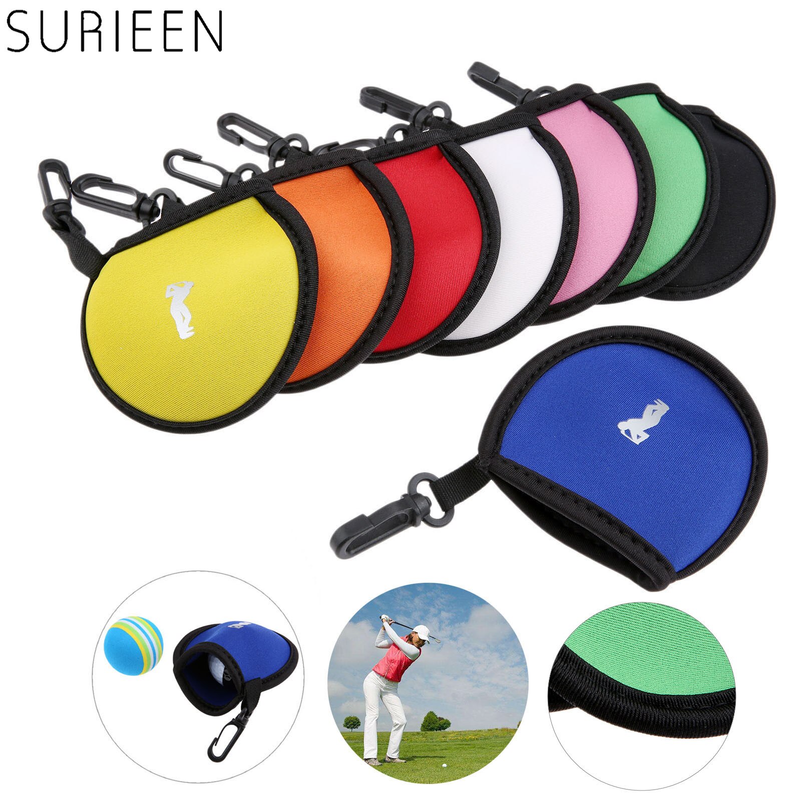 Bolsas portátiles de neopreno para pelotas de Golf, soporte de tee de Golf, bolsa de almacenamiento con Clip de cintura pequeña, soporte de hasta 2 pelotas para accesorios de entrenamiento