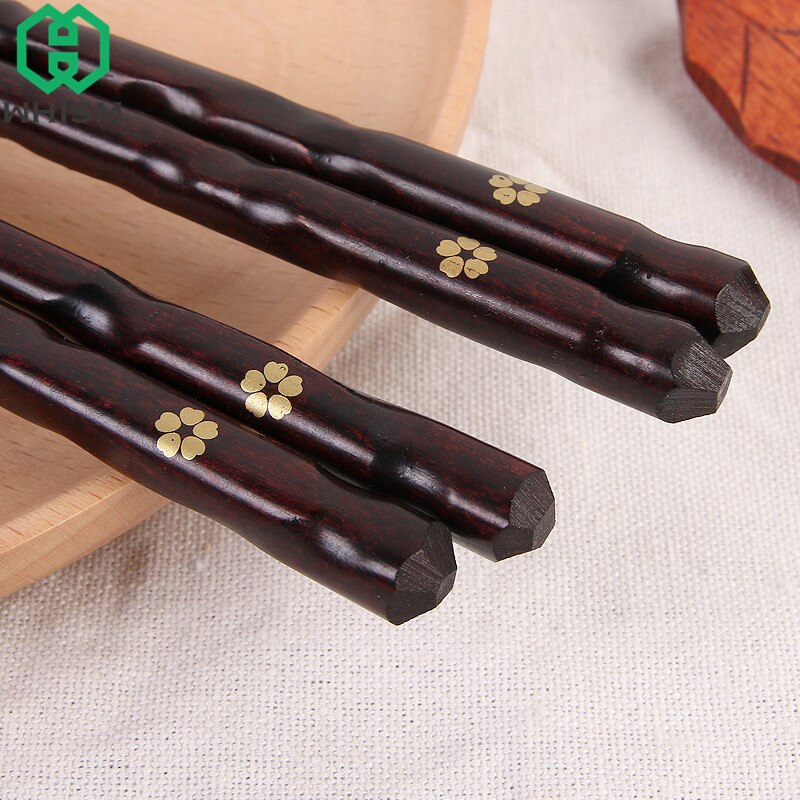 Whism 5Pairs Natuurlijke Handgemaakte Houten Eetstokjes Antislip Houten Chop Stick Set Met Geschenkdoos Japanse Sushi Eetstokje voor Diner