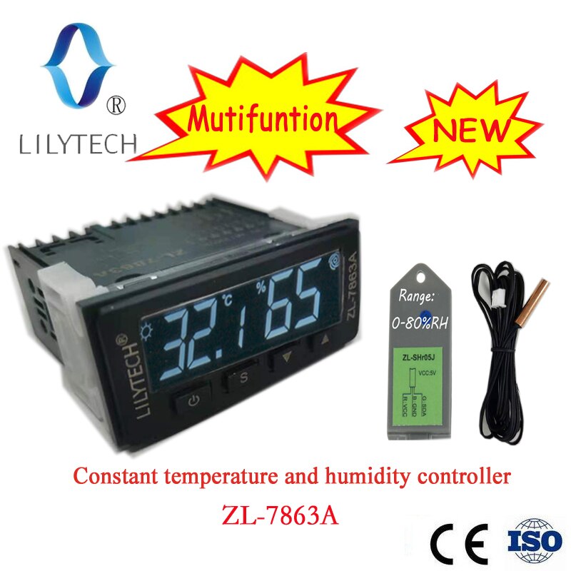 LILYTECH, ZL-7863A, Constant temperature humidity controller, Day night simulation, Greenhouse Reptile Room controller: With ZL-SHr05J