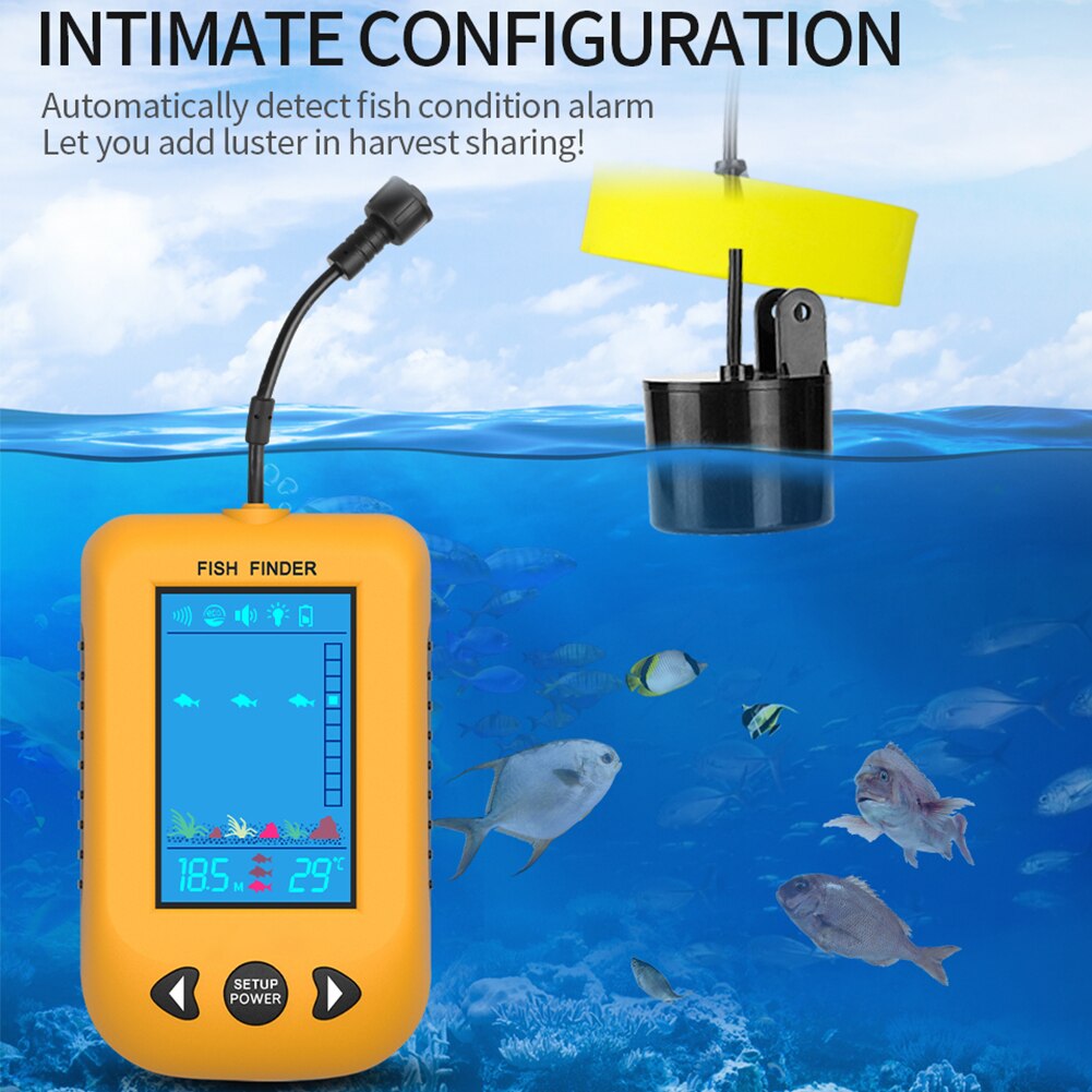 Sonar portátil de 100M para pesca en Lago, buscador de profundidad de mano, equipo de pesca con transductor de Sonar, pantalla LCD