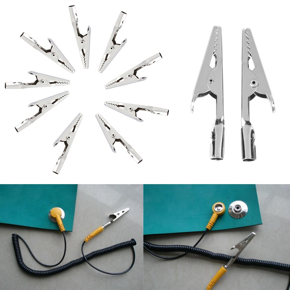 10pc rustfrit stål krokodille test clips kabel bly skrue sonde fiksering elektrisk udstyr forsyninger værktøj