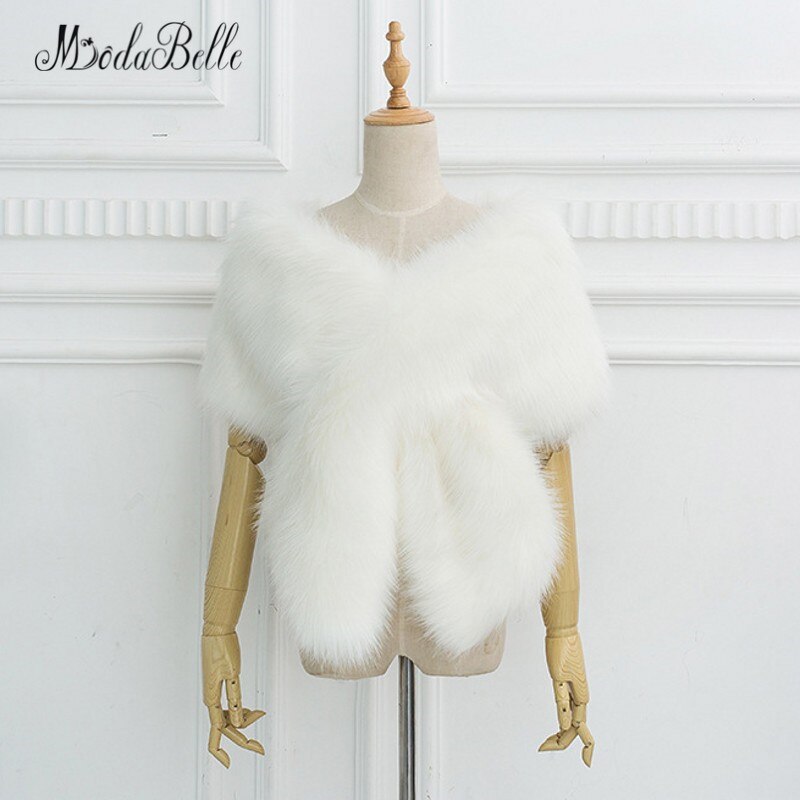 Modabelle Faux Fur Bolero Jassen Ivoor Bruids Stola Bolero Grijs Koningsblauw Rood Roze Avond Sjaals Wedding Wraps Vrouwen: Ivory