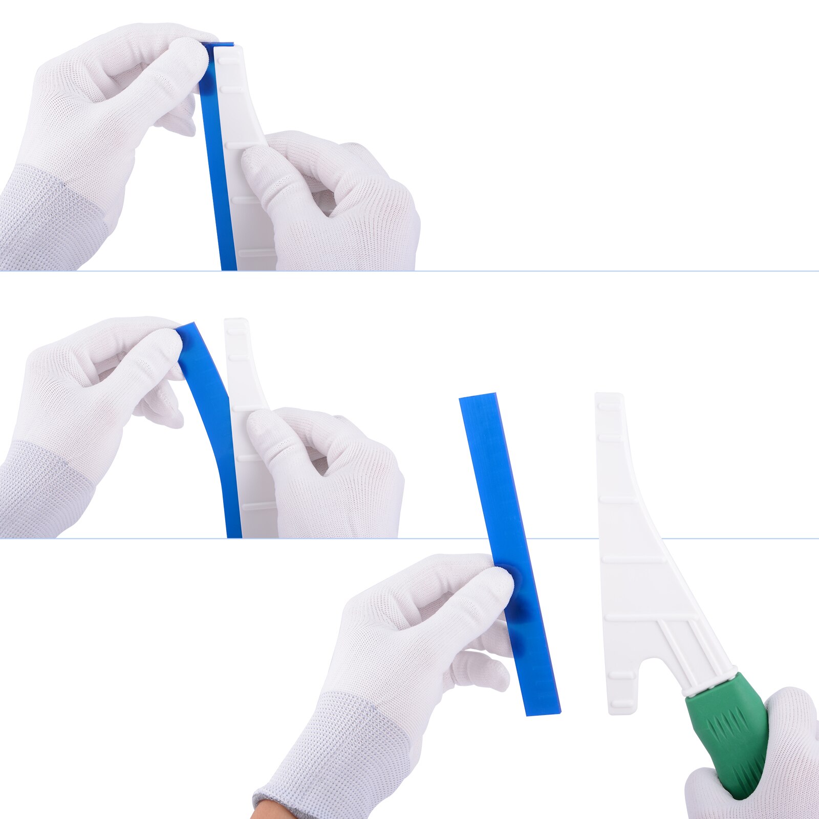 Foshio Autoruit Tint Handvat Zuigmond + 2 Stuks Rubber Blade Water Wisser Auto Glas Schoon Auto Ijskrabber Sneeuw schop Tinting Gereedschap