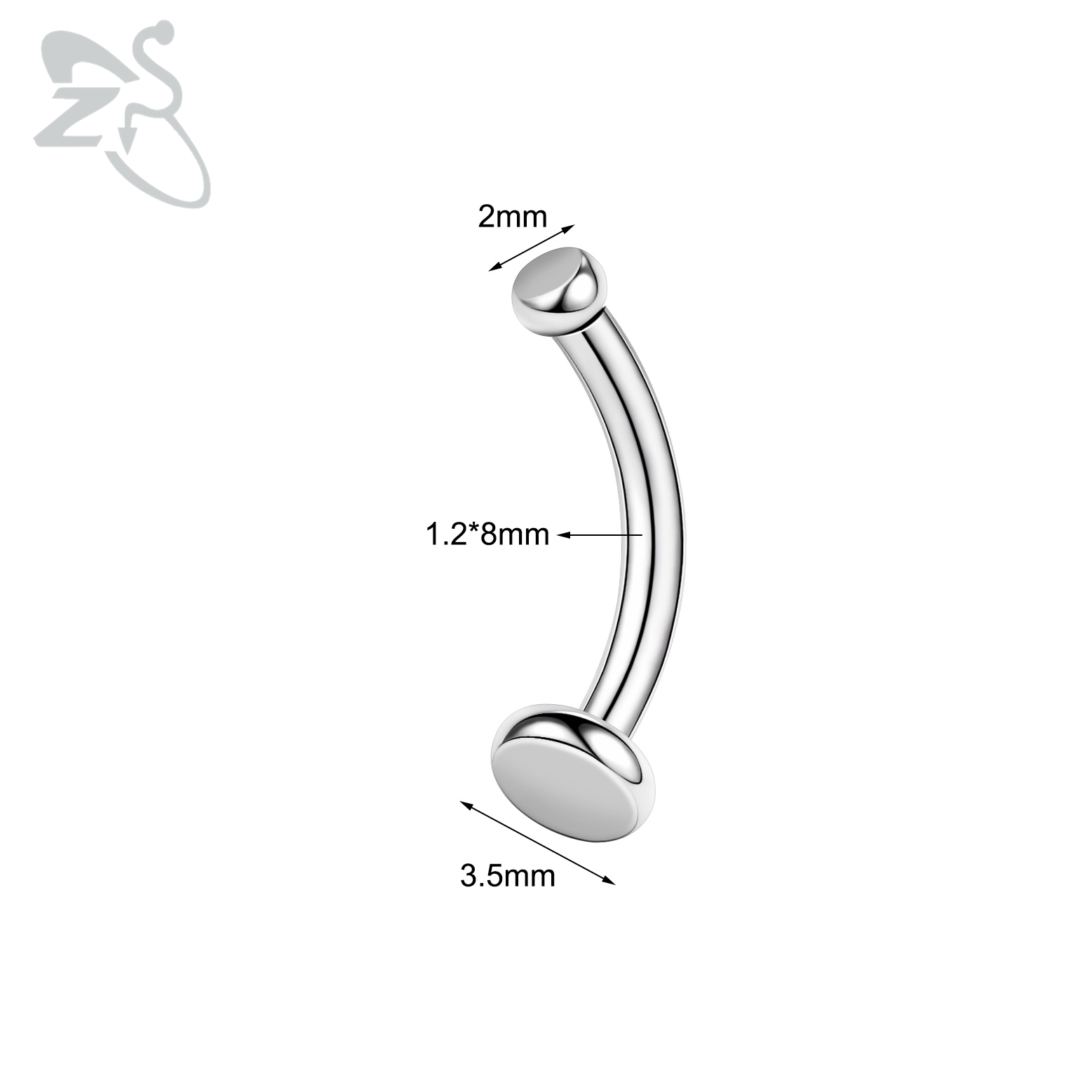 ZS 1 Piece 16G/20G Stainelss Steel Eyebrow Piercing Men Punk Rock Curved Eyebrows Ring Cross Spike Lip Belly Piercings Jewelry: Black Gun Plated