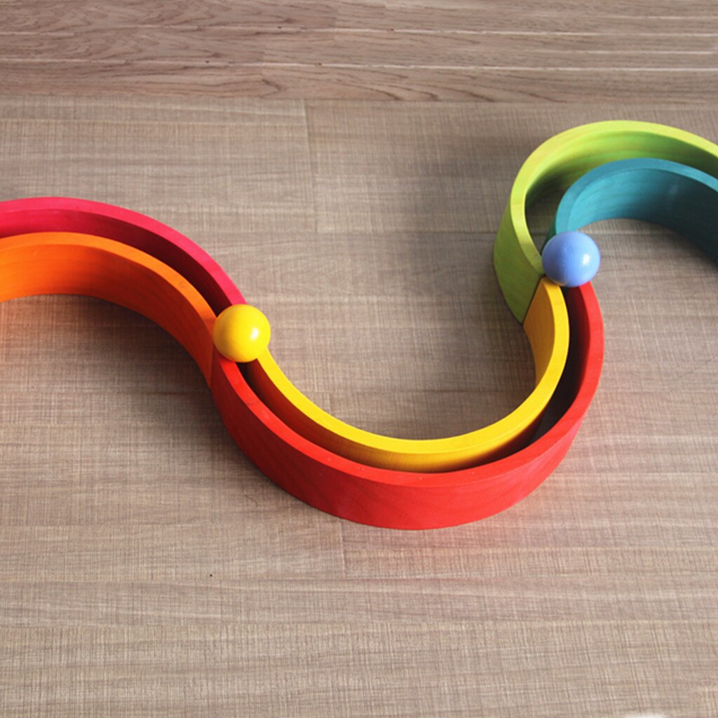 6x drewniana tęcza kolorowy klocek kulki zestaw dla dzieci zabawki edukacyjne dla dzieci prezent
