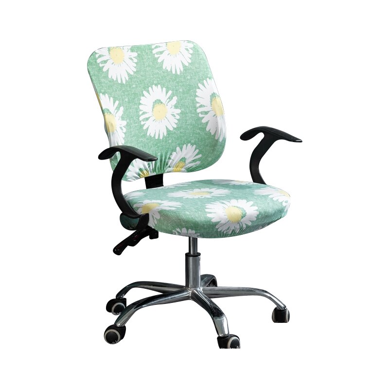 Funda Floral para silla oficina 2 piezas funda de asiento de ordenador LICRA elástica extraíble y lavable fundas para sillón elásticas: F