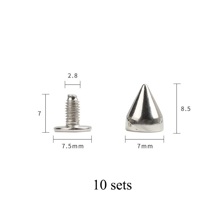 Legierung Überzug Metall Punk Scharf Sprengkopf Schraube Nieten Nieten Handwerk Leder Gürtel Armbinde Kopf Nieten Spikes Dekor Nagel Schnallen: 7x9mm / 20 setzt