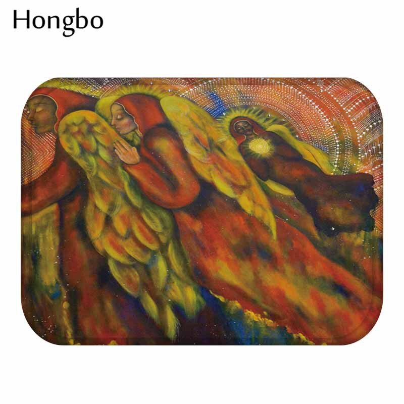 Felpudo antideslizante Hongbo moderno para el hogar, patrón de pintura, estera para piso de baño, cocina, baño, exterior, alfombra, decoración del suelo: 4
