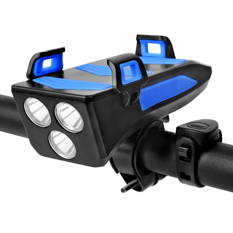 Phare intelligent Rechargeable d'usb de jeu de lumière avant de bicyclette de moto d'induction avec la lampe de vélo de LED de klaxon: Bleu