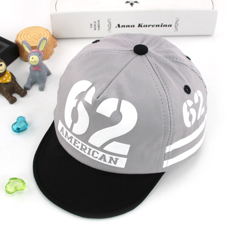 Zomer Baby Cap Print Nummer Kinderen Baseball Cap Baby Boy Meisje Verstelbare Snapback Zonnehoed Baby Muts: gray