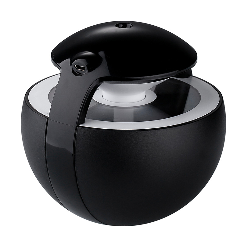 Humidificateur Elf de nuit de 450ml | Mini vaporisateur USB ultrasonique, purificateur à degrés, diffuseur d'huile essentielle d'aromathérapie, désodorisant de voiture: Black