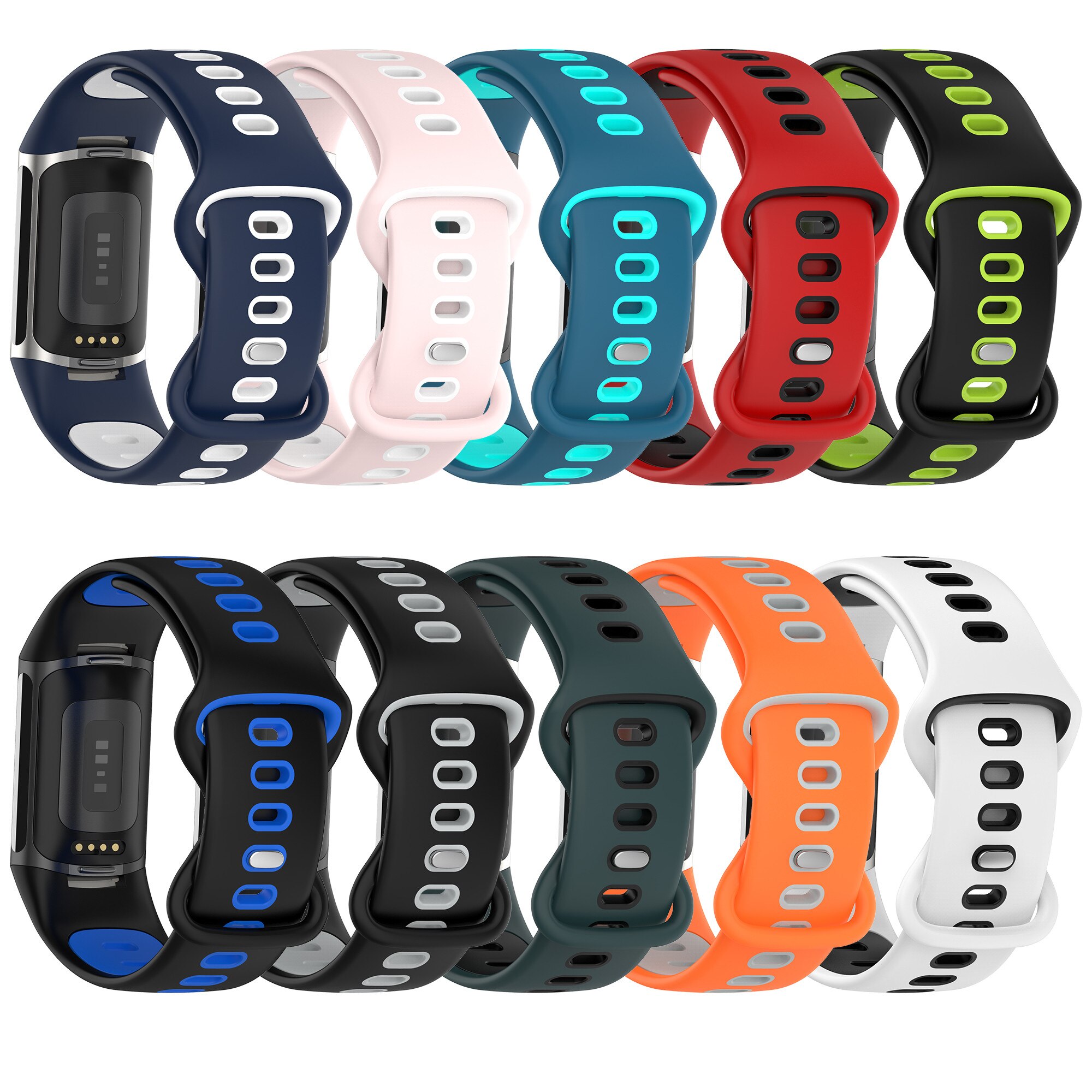 Pasek nylonowy do Fitbit Charge 5 elastyczna bransoletka z plecionki i dwukolorowy pasek silikonowy do Fitbit Charge 5 bransoletka pulsera