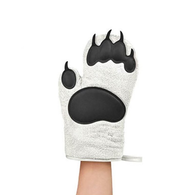 Bakken Handschoenen Oven Siliconen Anti-Brandwonden Handschoenen, Keuken Magnetron Bakken Verdikte Hittebestendige Warmte-isolatie Handschoenen: 1PCS  WHITE