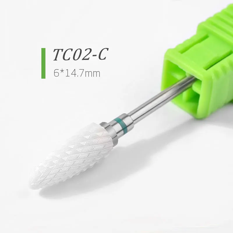 Brocas de cerámica para uñas, fresa, Lima, lima de uñas, cabeza de molienda, pulidor eléctrico de pedicura, pulidor de manicura, cutícula, herramientas de Arte de uñas limpias: Verde claro