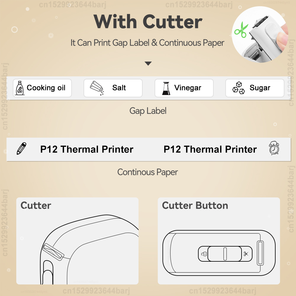 P12 Thermal Label Printer Similar as D11 D110 D101 Marklife P12 Inkless Label Maker Adhesive Label Machine with Continuous Paper