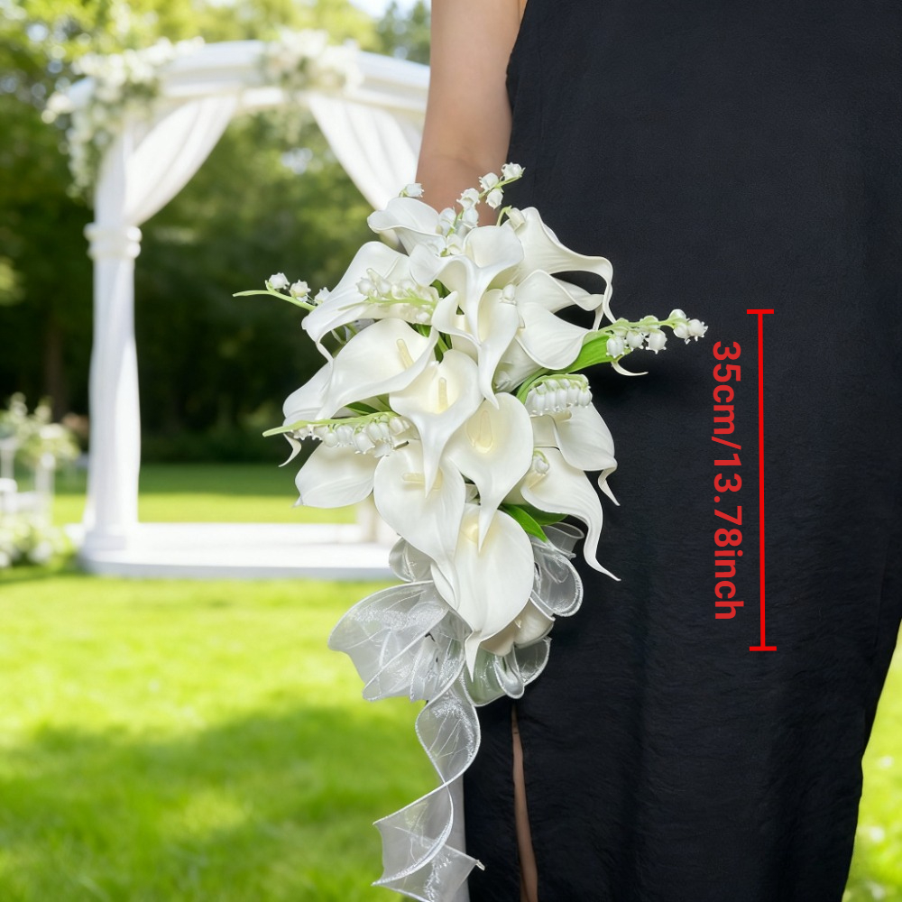 Weiße Calla-Lilien Hochzeitssträuße für sterben Braut, Brautsträuße für Zeremonie, Jubiläum, Hochzeit, Brautparty: schwarz