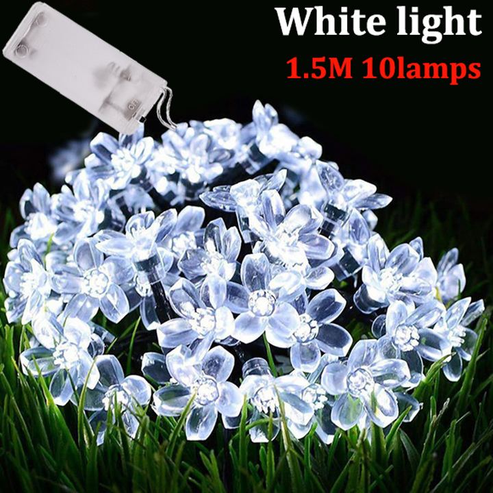 Solar Cherry Blossom Lights Solar / Battery String Light Waterdicht Tuin Fairy Strings Bruiloft Kerstdecoratie: Rood